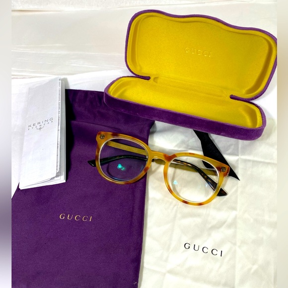 🔴⬇️ GUCCI light tortoise shell tiger eye glasses optical 🐯 MADE IN ITALY - Picture 1 of 11